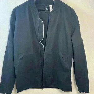 Adidas Men’s Black Bomber Jacket with Adidas Logo on Back Size Medium